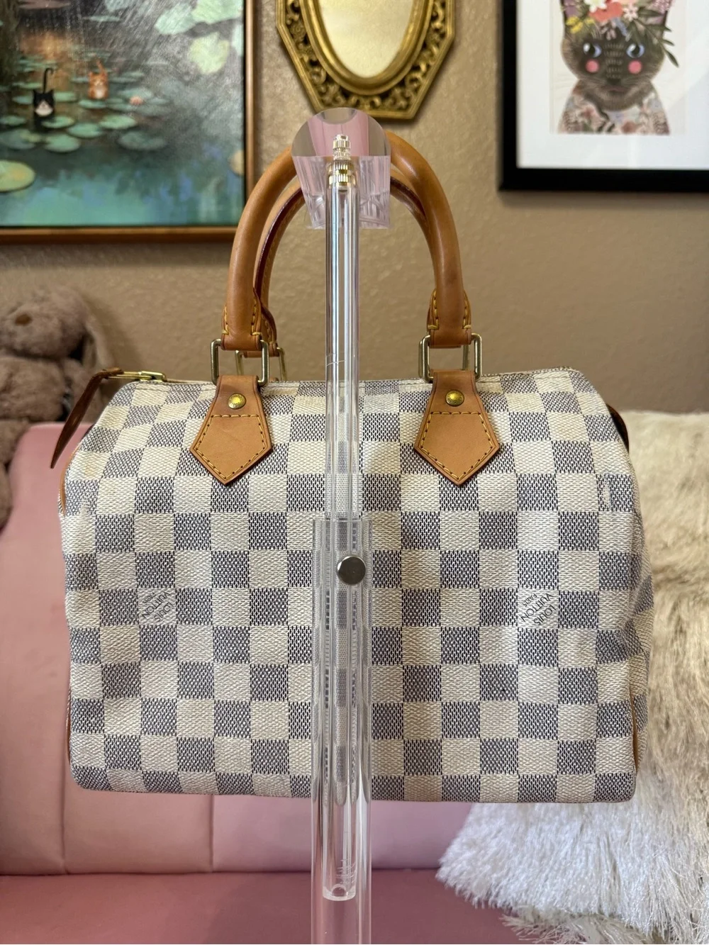 💯Authentic! Louis Vuitton LV Damier Azur Speedy 25.